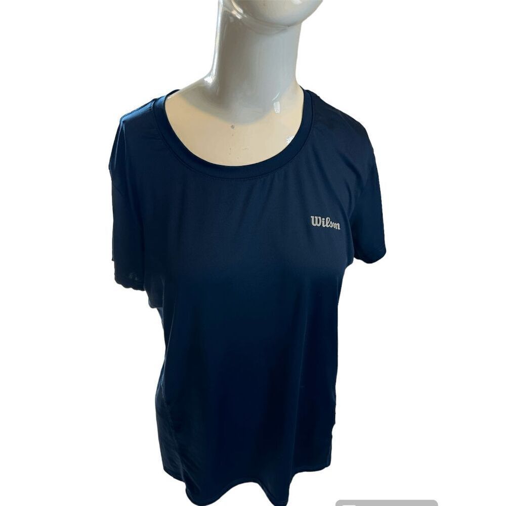 Wilson Sport Active Wear Top Unisex w/ Logo  Crew Neck Sz L Navy